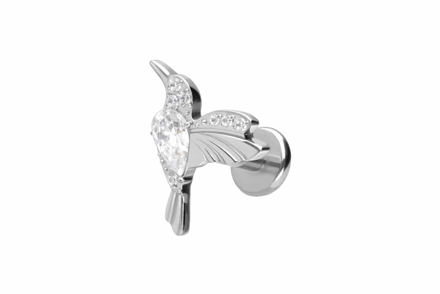 Titan Labret Piercing mit Push Fit KOLIBRI